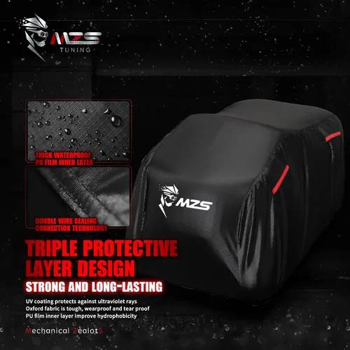 Vista 3 de MZS Cubierta Impermeable para ATV al Aire Libre, 76" Cubierta de Almacenamiento para Vehículo de 4 Ruedas, Accesorios de Protección de Cubiertas