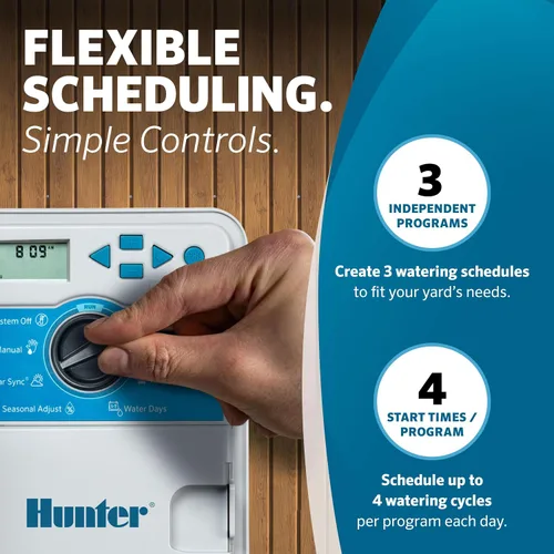 Vista 5 de Hunter X-Core - Temporizador de rociadores de 4 zonas, controlador de rociadores para interiores y exteriores