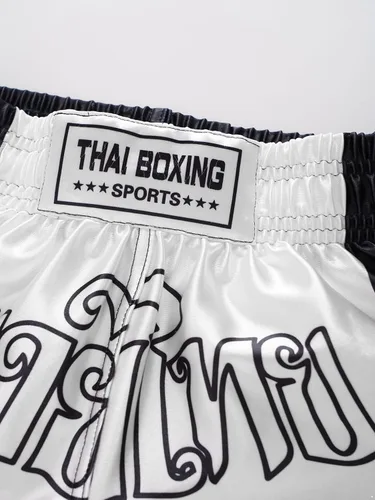Vista 5 de TiaoBug Pantalones cortos Muay Thai para niños, niñas, boxeo, kickboxing, artes marciales mixtas, traje de baño de satén para lucha contra BJJ
