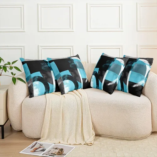 Vista 6 de Funda de almohada de 16 x 16 pulgadas, 1 funda de almohada decorativa geométrica abstracta para sofá y habitación, funda de cojín decorativa