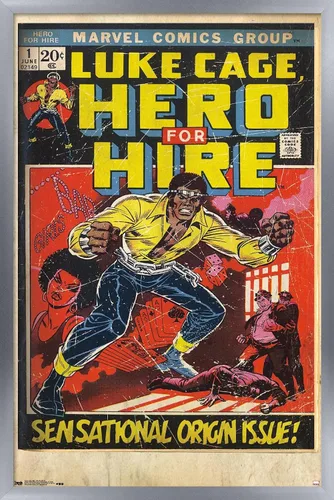 Vista 11 de Trends International Marvel Comics Luke Cage - Hero for Hire Cover #1 Wall Poster, 22.4L x 14.7W, Barnwood Framed Version