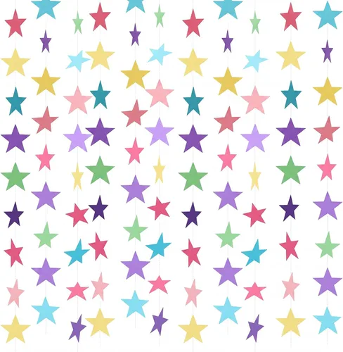 Vista 21 de Patelai Guirnalda de estrellas con purpurina 2026, decoración de graduación de 130 pies, pancarta colgante de estrella para fiesta, cumpleaños