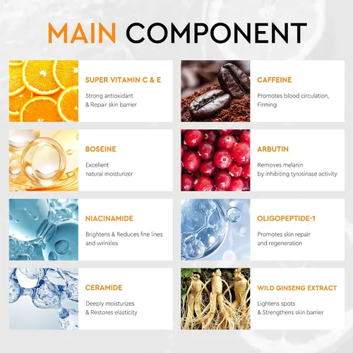 Vista 5 de Suero súper vitamina C para mujeres mayores de 70 años, suero facial con vitamina C para mujeres, antienvejecimiento, removedor de manchas oscuras