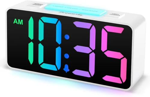 Vista 10 de DreamSky - Reloj despertador digital pequeño para dormitorio con números grandes Electric Bedside Desk Clock with USB Charging Port, Brightness