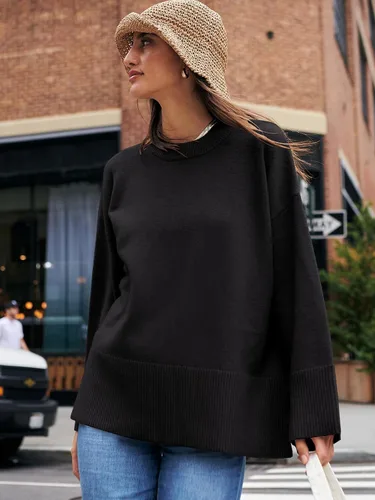 Vista 4 de Caracilia Suéter holgado de manga larga con cuello redondo para mujer, para otoño e invierno 2023