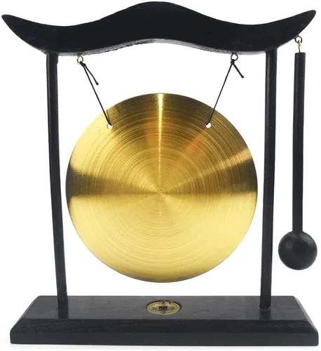 Vista 7 de Gong de escritorio de latón de arte zen de Hooshing, feng shui con soporte, decoración asiática para oficina en casa, signos del zodíaco chino