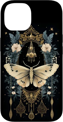 Vista 4 de iPhone 16 Celestial Moth Witchy Butterfly Botanical Moon Boho Flowers Case