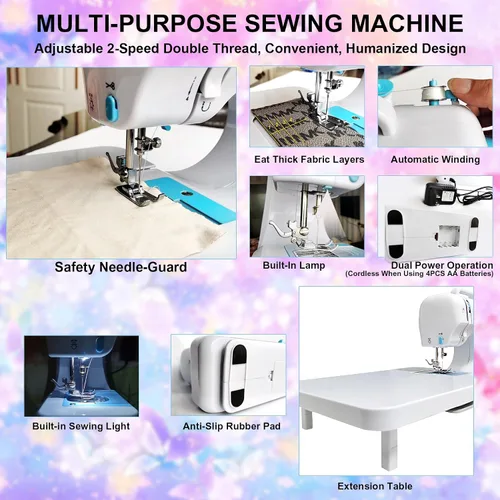 Vista 7 de Máquina de coser para principiantes, máquina de coser para adultos, 505 nuevas máquinas de coser Pro Starter mejoradas con mesa de extensión -7 pies