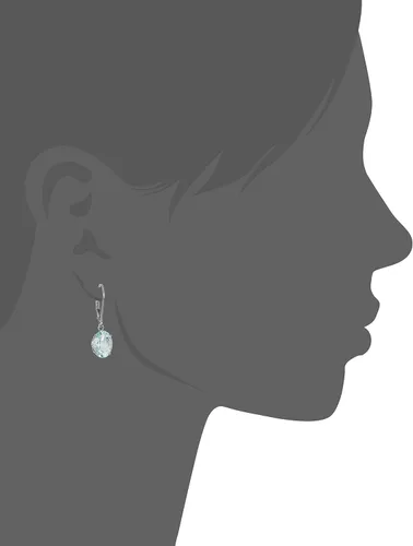 Vista 2 de Tienda Essentials Aretes colgantes de plata de ley 925 de 4.5 quilates, 0.315 x 0.394 in con piedras preciosas ovaladas, joyería elegante con piedra