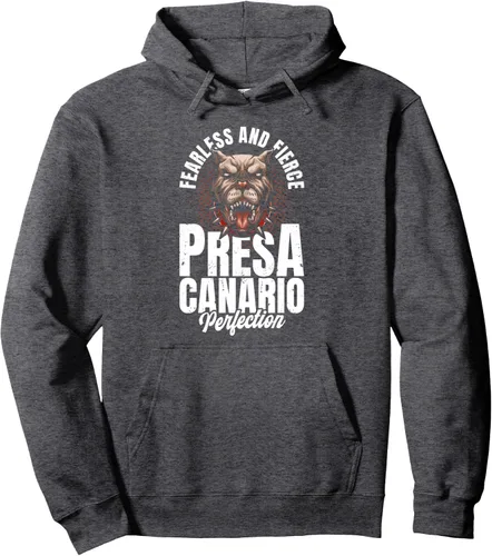 Vista 4 de Sudadera con capucha Fearless And Fierce Presa Canario Perro De Presa Canario, Negro