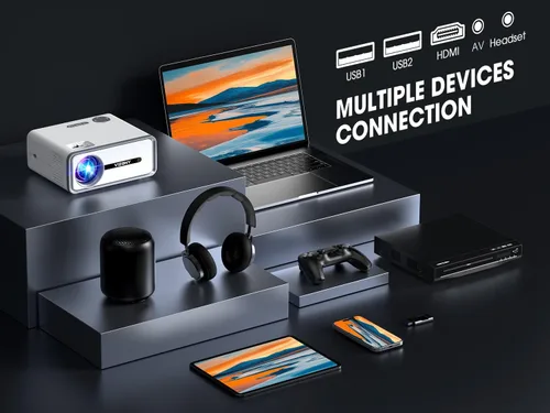 Vista 9 de [Aplicaciones integradas] Proyector inteligente con WiFi y Bluetooth, proyector VIZONY Native 1080P con aplicaciones de transmisión, Dolby Audio