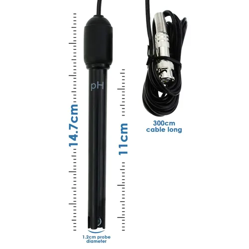 Vista 8 de Sonda de electrodo de pH 0-14, medidor de pH con conector BNC de repuesto y sensor de cable de 118.1 in para controlador de monitor de pH, kit