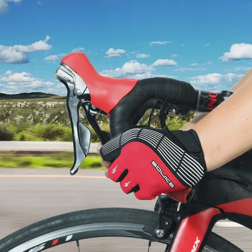 Vista 5 de Souke Sports Guantes de ciclismo Guantes acolchados de medio dedo para bicicleta con absorción de golpes, antideslizantes, transpirables, MTB