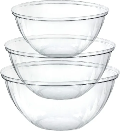Vista 11 de PLASTICPRO - Cuencos desechables redondos de plástico transparente para servir aperitivos o ensaladas de fiesta, cuencos de plástico transparente