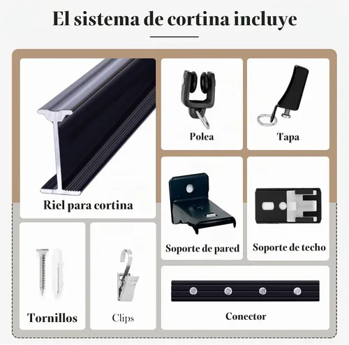 Vista 5 de Rieles flexibles para cortinas de techo, riel de techo para cortinas, cortinas de aluminio, riel de cortina de montaje en pared, barra de cortina