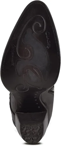 Vista 9 de Cuadra Botines de mujer en piel auténtica de raya, con cremallera, color negro