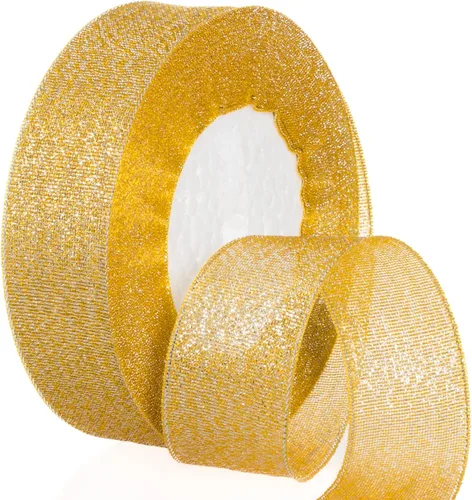 Vista 7 de YASEO Cinta de purpurina negra y plateada de 1 1/2 pulgadas, cinta de tela metálica brillante colorida para envoltura de regalos, manualidades