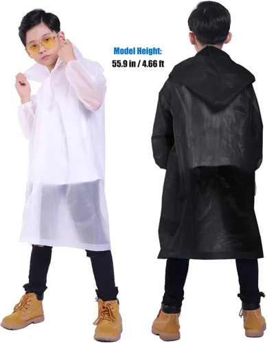Vista 79 de Chaqueta de lluvia para niños, paquete de 2 ponchos de lluvia para niños, impermeables reutilizables para niños y niñas, impermeable, para exteriores