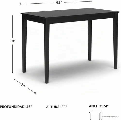 Vista 3 de Signature Design by Ashley Kimonte - Mesa rectangular de comedor, color negro
