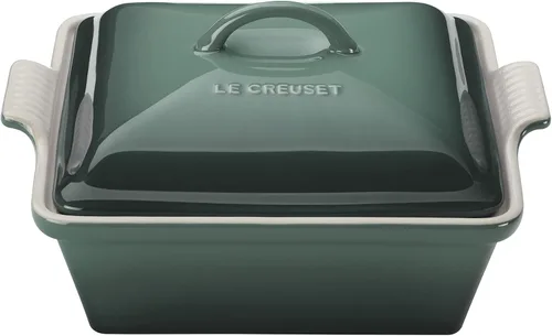 Vista 7 de Le Creuset - Cacerola cuadrada cubierta de gres Heritage, 2.36 litros (9"), blanco