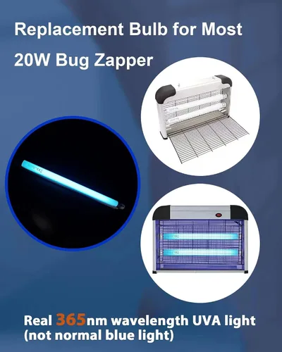 Vista 5 de Konideke Paquete de 6 Bombillas de Repuesto T8F10W BL de 10 W, Tubo Fluorescente de 10 Vatios para Dispositivo de 20 W, Luz Negra de 365 nm, 33 cm