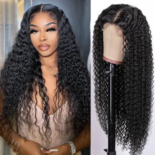 Vista 13 de Peluca Bob con Flequillo de Cabello Humano Water Wave Cierre de Encaje HD de 2x4 Pelucas Rizadas Frontales de Cabello Humano Peluca con Flequillo