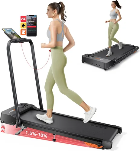 Vista 9 de Acezoe Walking Pad with 10% Incline & Dual LED Display,4 in 1 Foldable Treadmill for Home Small Office, Compact Under Desk Treadmill with Handle