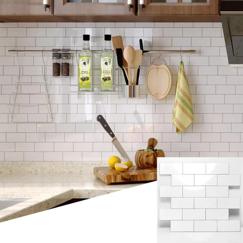 Vista 32 de 1 paquete de azulejo autoadhesivo para salpicadero de 12"x12" de PVC para pared, azulejo autoadhesivo para salpicadero de cocina, azulejo de baño