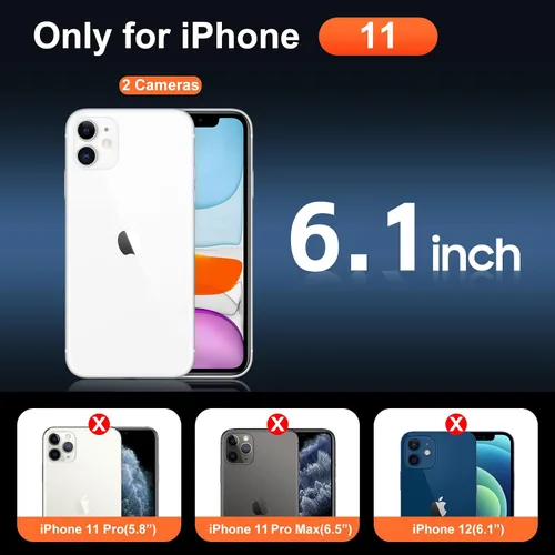 Vista 2 de Funda transparente para iPhone 11 con protector de pantalla, compatible con Magsafe, antiamarilleo, protección de grado militar, a prueba de golpes