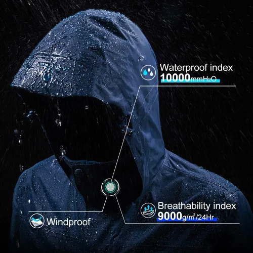 Vista 2 de CAMEL CROWN - Chaqueta impermeable para hombre con capucha cortavientos, resistente al viento y a la lluvia, para senderismo, escalada, viajes.