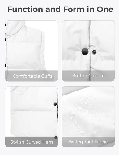 Vista 5 de wantdo Chalecos acolchados para mujer, chaleco grueso de invierno, ropa de abrigo, chaleco acolchado cálido
