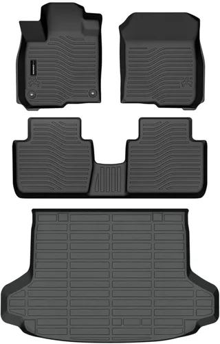 Vista 34 de Auxko Alfombrillas para todo tipo de clima, tapete de carga con respaldo para Honda Pilot 8 pasajeros 2016-2022, forros de elastómero termoplástico