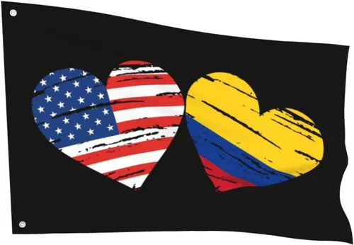 Vista 7 de Bandera colombiana de Estados Unidos, bandera colombiana personalizada, cuadrada, decorativa, de 2 x 3 pies, banderas de jardín, banderas
