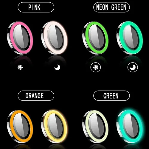 Vista 6 de Compatible con iPhone 11 Pro/11Pro Max/12 Pro Luminous Camera Lens Protector Ultra Thin Película de vidrio templado Protector de pantalla de cámara