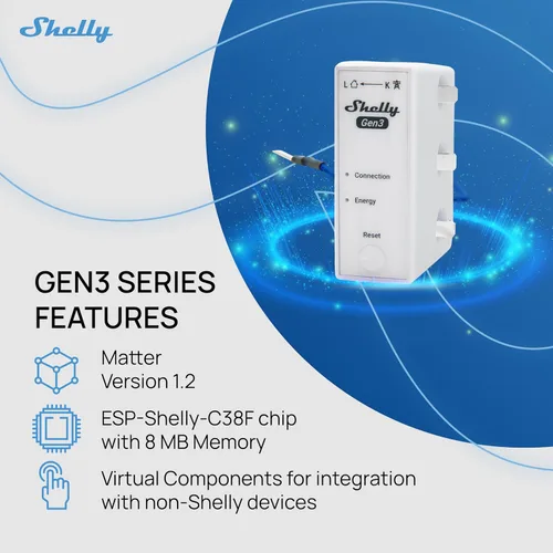 Vista 7 de Shelly 3EM-63T Gen3 Medidor de energía trifásico inteligente operado por Wi-Fi Automatización del hogar Compatible con Alexa y Google Home
