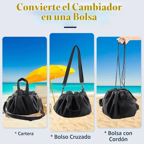 Vista 4 de Wetsuit Change Mat, Portable Large Beach Dry Bag Waterproof Changing Mats Negro