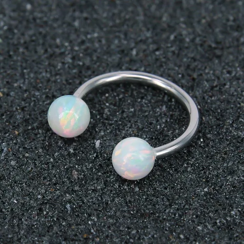 Vista 2 de ZS Piercing circular de acero inoxidable con ópalo de 16 G para nariz piercing de hélice para tabique