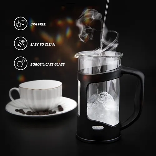 Vista 11 de RAINBEAN Mini Cafetera Francesa de Prensa, 1 Taza, 350 ml, Máximo Sabor con Filtro de Acero Inoxidable - Pequeña