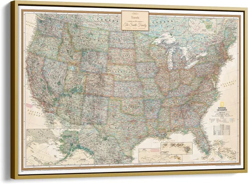 Vista 12 de Póster de lienzo enrollado personalizado con mapa de EE.UU. como arte de pared con chinchetas – Mapa ejecutivo grande de 24" x 36" de EE.UU.
