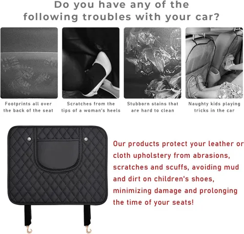 Vista 3 de 2 alfombrillas de cuero para asiento trasero de automóvil, protector de asiento trasero con bolsa de almacenamiento, almohadilla impermeable
