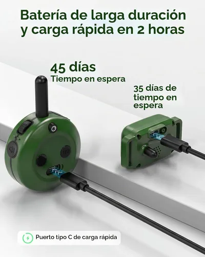 Vista 8 de Collar de choque para perro, collar de entrenamiento para perros de 3/4 millas con control remoto, color verde