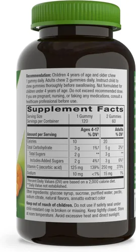 Vista 10 de Nature's Way - Gomitas de vitamina C para apoyo inmunológico*, sabor a naranja, 250 mg, 120 gomitas