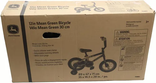 Vista 3 de John Deere Bicicleta para niños de 12, 16 y 20 pulgadas, incluye ruedas de entrenamiento extraíbles, bicicleta para niños y niñas de 2 a 7 años