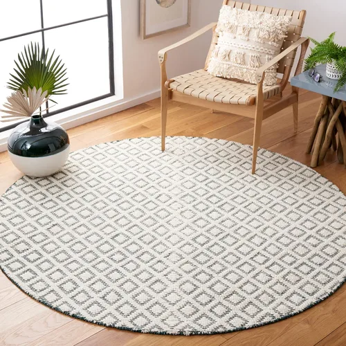 Vista 12 de SAFAVIEH Vermont Collection - Alfombra decorativa de 2 pies 3 pulgadas x 4 pies, marfil y negro, lana hecha a mano, ideal para zonas de alto tráfico
