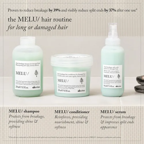 Vista 8 de Davines MELU/Conditioner, Anti-Breakage & Fortifying Formula for Long or Damaged Hair - Smooths Split Ends with Black Chickpea - Lightweight