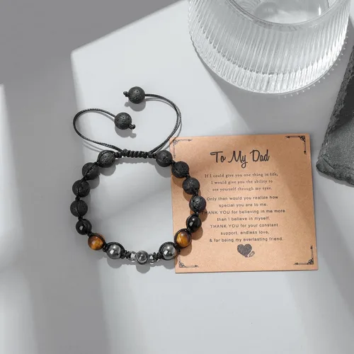 Vista 6 de Vinswet Pulsera con texto en inglés "I Love You in 100 Languages para hombres, marido, papá, hijo, novio, hermano, nieto, abuelo, tío, ajustable