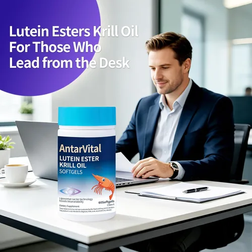 Vista 4 de Aceite de krill de éster de luteína, suplemento de apoyo para la salud ocular, 60