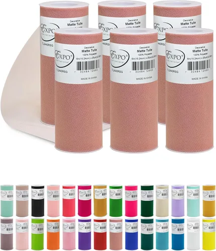 Vista 25 de Expo International Tul mate decorativo, tela de tul de poliéster ligero para tutús, disfraces y decoraciones de fiestas, lavable, fácil de usar, 6