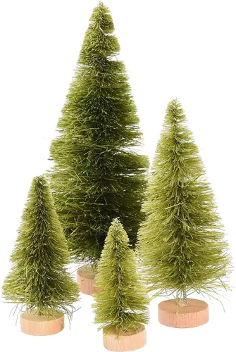 Vista 11 de 16 árboles de sisal artificiales para árbol de Navidad con base de madera, cepillo para botellas de Navidad, árboles de mesa de Navidad