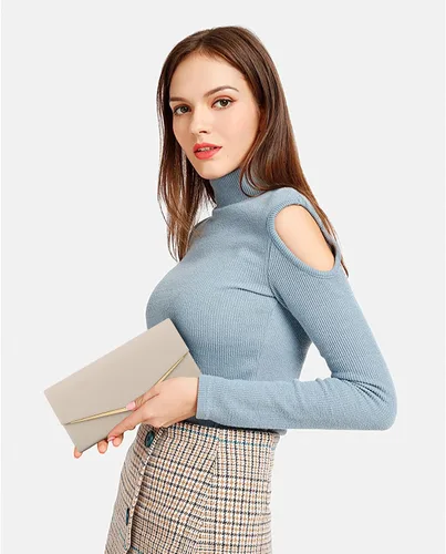 Vista 5 de Bolso de noche para mujer, de cuero vegano, bolso de mano clásico elegante